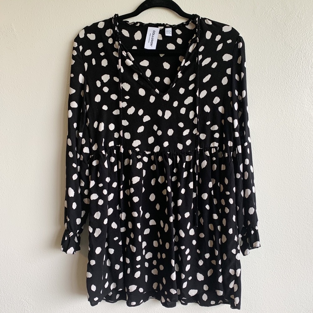 ❤️ 3/15 ASOS Collusion Polka Dot Mini Smock Dress